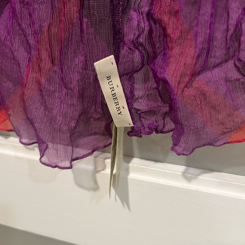 Burberry lightweight silk Purple and Black Sheer Scarf - Picture 6 of 9